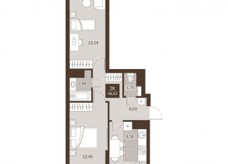 Продается 2-комнатная квартира, 48.9 м2, Пенза, Железнодорожный район