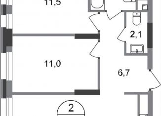 Продается 2-комнатная квартира, 52.8 м2, Московский