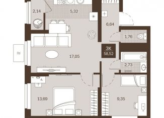 Продается 3-ком. квартира, 58.5 м2, Пенза, Железнодорожный район