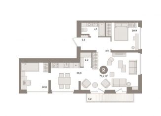 Продается 2-ком. квартира, 74.7 м2, Москва, Нижегородский район