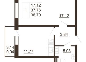 Продается 1-комнатная квартира, 38.7 м2, Гатчина, улица Хохлова, 16