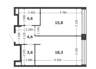 Продается 1-ком. квартира, 46.9 м2, Москва, 3-я очередь, к6, станция ЗИЛ