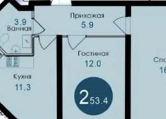 Продаю 2-ком. квартиру, 53.4 м2, село Гайдук, улица Труда, 8