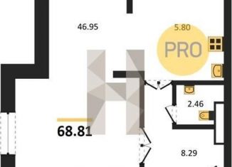 Продаю 1-комнатную квартиру, 68.8 м2, Новосибирская область