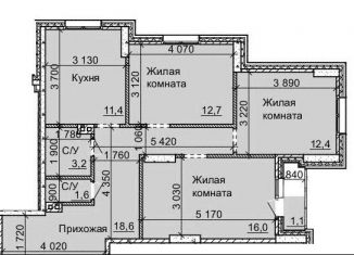 Продаю трехкомнатную квартиру, 77 м2, Новосибирск, улица Столетова, 9