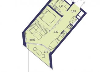 Продается однокомнатная квартира, 37.1 м2, Крым