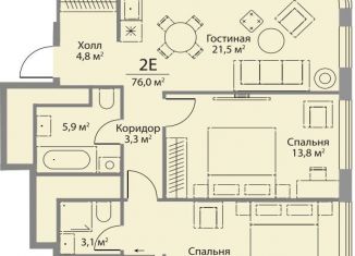 Продается 2-ком. квартира, 76 м2, Москва, ЗАО, улица Лобачевского, 124к3А