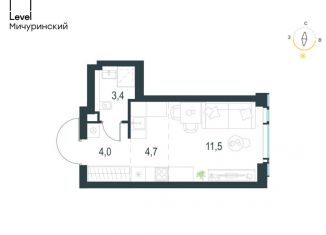 Квартира на продажу студия, 23.6 м2, Москва, ЗАО, жилой комплекс Левел Мичуринский, к3