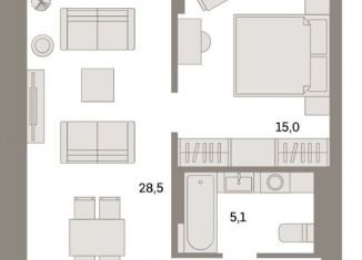 1-комнатная квартира на продажу, 61 м2, Екатеринбург, метро Уральская, улица Пехотинцев, 2Д