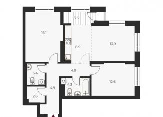 Продается 3-комнатная квартира, 73.4 м2, Новосибирск