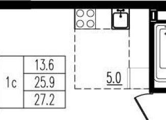 Продается квартира студия, 27.4 м2, деревня Пирогово, улица Ильинского, 8