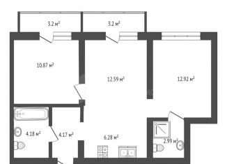 Продается 2-ком. квартира, 60.4 м2, Тюмень, Причальная улица, 7