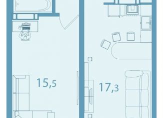 2-ком. квартира на продажу, 44.7 м2, Калининград, улица Космонавта Леонова, 1