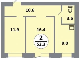 2-комнатная квартира на продажу, 52.6 м2, Красноярск, Советский район, проспект 60 лет Образования СССР, 48