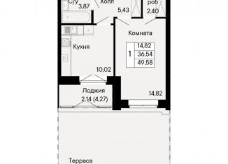 Продам 1-ком. квартиру, 49.6 м2, Ростовская область