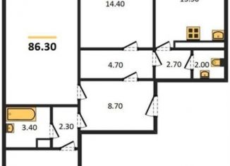 Трехкомнатная квартира на продажу, 86.3 м2, Воронеж, улица Димитрова, 51А