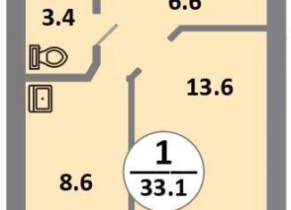 Продам 1-ком. квартиру, 33 м2, Красноярск, проспект 60 лет Образования СССР, 48, Советский район