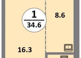 Продаю 1-комнатную квартиру, 34.6 м2, Красноярск, проспект 60 лет Образования СССР, 48