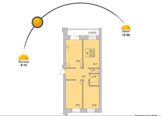 Трехкомнатная квартира на продажу, 74.8 м2, Вологда, Окружное шоссе, 39