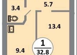 1-ком. квартира на продажу, 32.8 м2, Красноярский край, Соколовская улица, 54