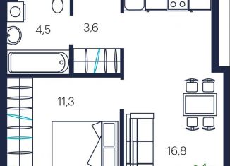 Продаю 1-ком. квартиру, 36.2 м2, Тюменская область, улица Мелиораторов, 6А