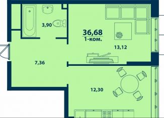 1-ком. квартира на продажу, 36.7 м2, Уфа