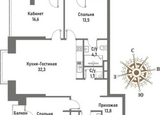 Продается 3-комнатная квартира, 101.4 м2, Москва, улица Матросская Тишина, 12, район Сокольники