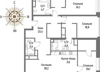 Продается 3-комнатная квартира, 137 м2, Москва, Рубцовско-Дворцовая улица, 4