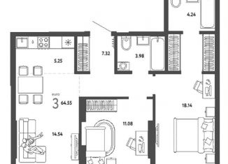 Продам 3-комнатную квартиру, 64.6 м2, Новосибирск, метро Площадь Гарина-Михайловского