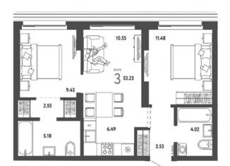 Продается 3-комнатная квартира, 53.2 м2, Новосибирск, метро Заельцовская