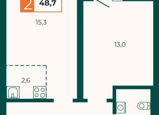 Продаю 2-комнатную квартиру, 48.7 м2, Екатеринбург, Верх-Исетский район, Отрадная улица, с1/2