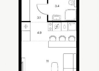 Продаю квартиру студию, 22.4 м2, Татарстан, жилой комплекс Сиберово, 1