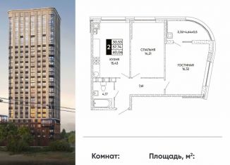 Продам 2-ком. квартиру, 60.1 м2, Ростов-на-Дону, Кировский район, Левобережная улица, 6/1с1