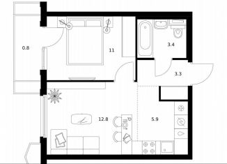 Продам 1-комнатную квартиру, 37.2 м2, Москва, станция Ховрино, жилой комплекс Бусиновский Парк, 1.4