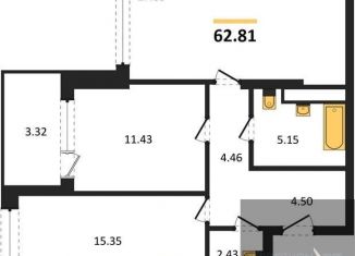 Продается двухкомнатная квартира, 62.8 м2, Воронеж, набережная Чуева, 7, Железнодорожный район