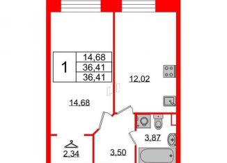 Продается 1-комнатная квартира, 36.4 м2, Санкт-Петербург, Русановская улица, 18к1