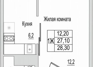 Продаю 1-комнатную квартиру, 28.3 м2, деревня Борисовичи, улица Героя России Досягаева, 6