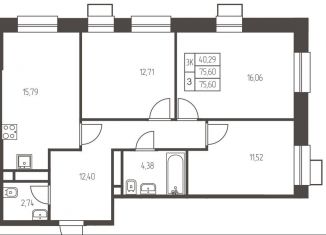 Продается 3-комнатная квартира, 75.6 м2, Ивантеевка