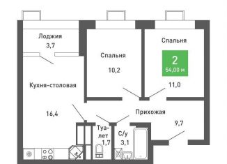 Продажа двухкомнатной квартиры, 53.8 м2, Воронеж, Железнодорожный район