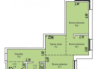 3-комнатная квартира на продажу, 68.1 м2, Иркутская область, Култукская улица, 16