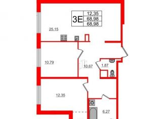 Продажа двухкомнатной квартиры, 69 м2, посёлок Парголово, Михайловская дорога, 22к1