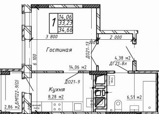 Продам 1-ком. квартиру, 33.2 м2, Калужская область, Азаровская улица, 40к4