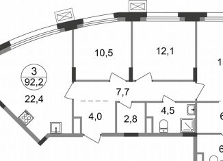 Продам трехкомнатную квартиру, 92.2 м2, Московская область