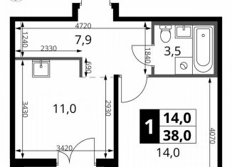 Продаю однокомнатную квартиру, 38 м2, Смоленская область, Киевское шоссе, 1