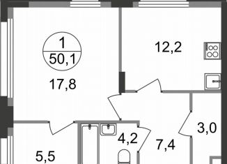 Продажа 1-ком. квартиры, 50.1 м2, Московская область, Медовая улица, 2