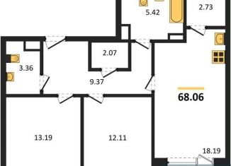 Продам двухкомнатную квартиру, 68.1 м2, Воронеж, Левобережный район