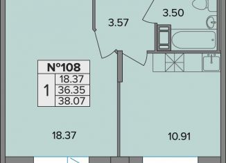 1-комнатная квартира на продажу, 38.1 м2, посёлок Шушары