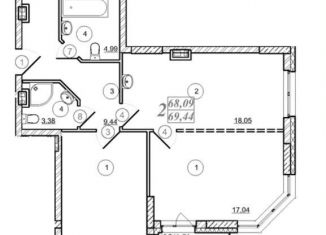 Продажа 2-комнатной квартиры, 69.4 м2, Новосибирск, метро Площадь Маркса