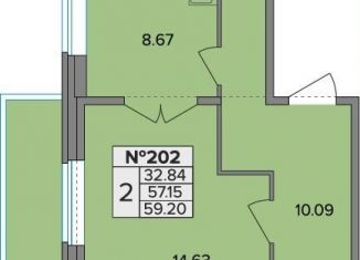 Продам 2-ком. квартиру, 59.2 м2, посёлок Шушары