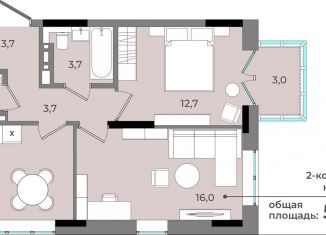 Продается двухкомнатная квартира, 56.2 м2, Ижевск, улица имени В.С. Тарасова, 6, ЖК Новый Город